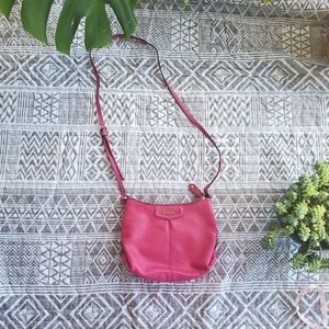 Vintage Coach Leather Womens Hot Pink Small Crossbody Bag with COA